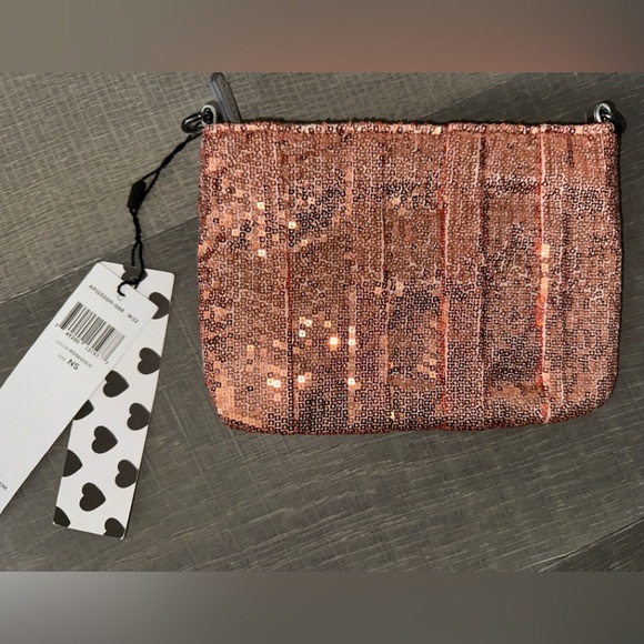 NWT BCBGeneration Rosegold Sequined Bag - Picture 2 of 6